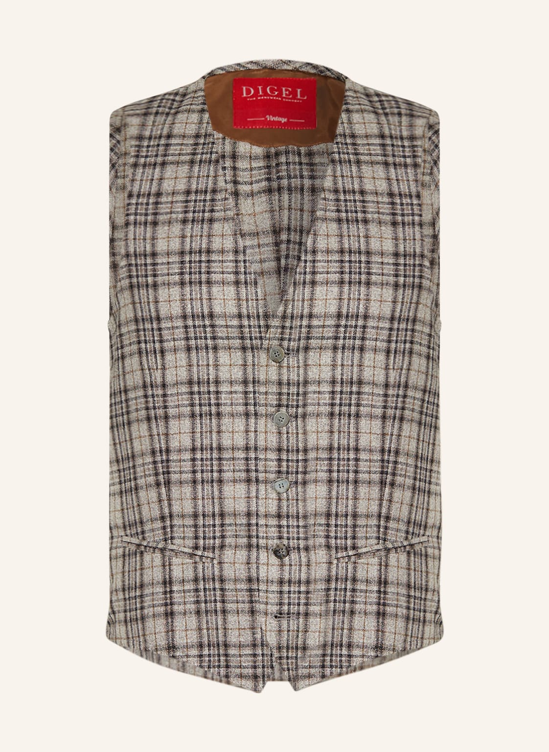 Image of Digel Anzugweste Lucien Slim Fit Aus Seide braun