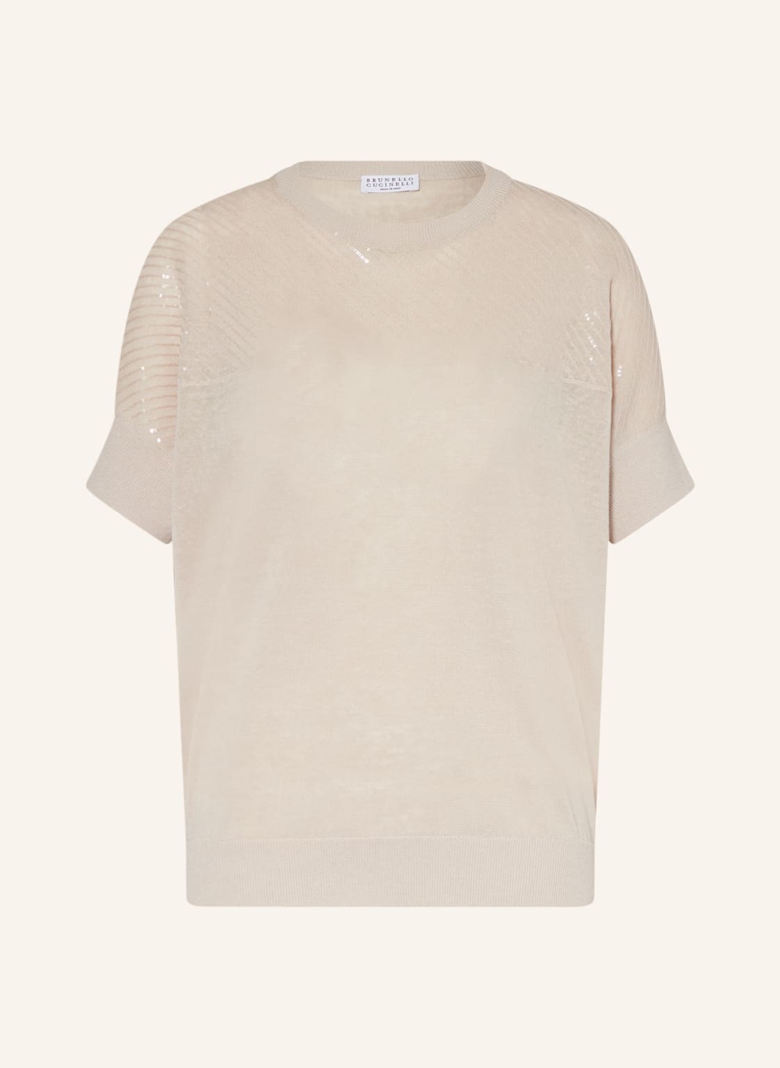 Image of Brunello Cucinelli Strickshirt Aus Leinen Mit Pailletten weiss