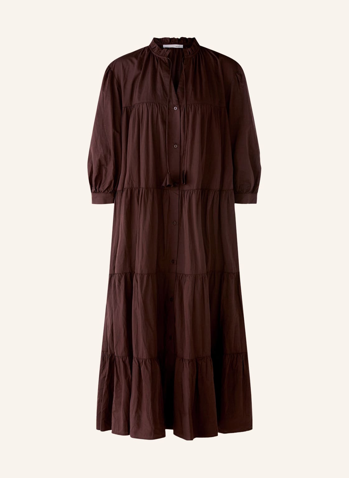 Image of Oui Hemdblusenkleid Mit 3/4-Arm Und Rüschen braun