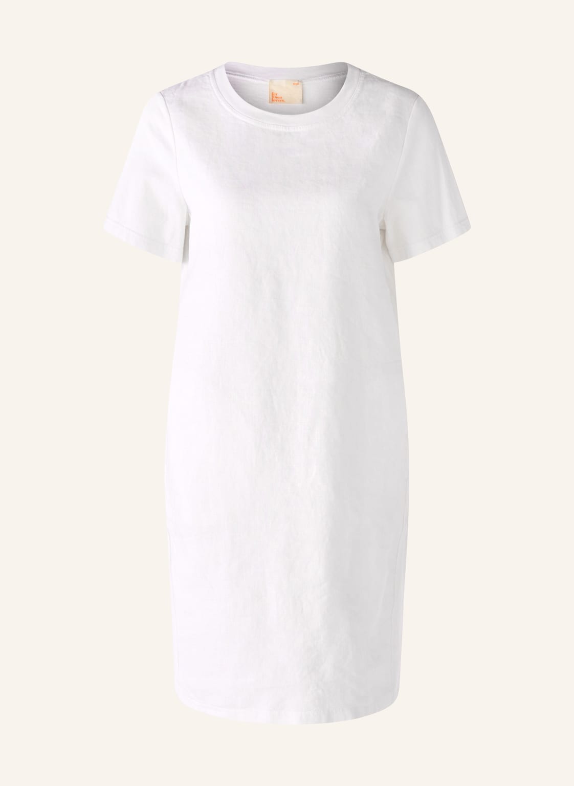 Image of Oui Leinenkleid Im Materialmix weiss