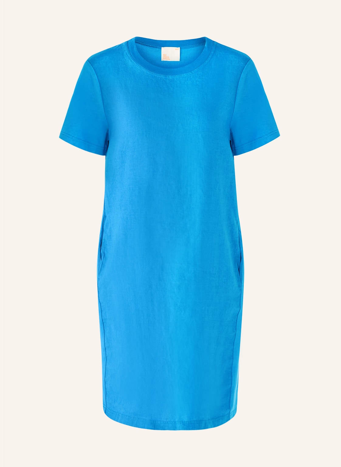 Image of Oui Leinenkleid Im Materialmix blau