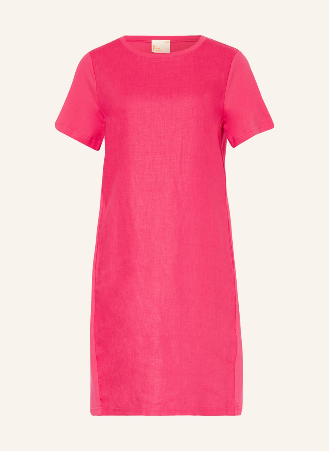 Image of Oui Leinenkleid Im Materialmix pink