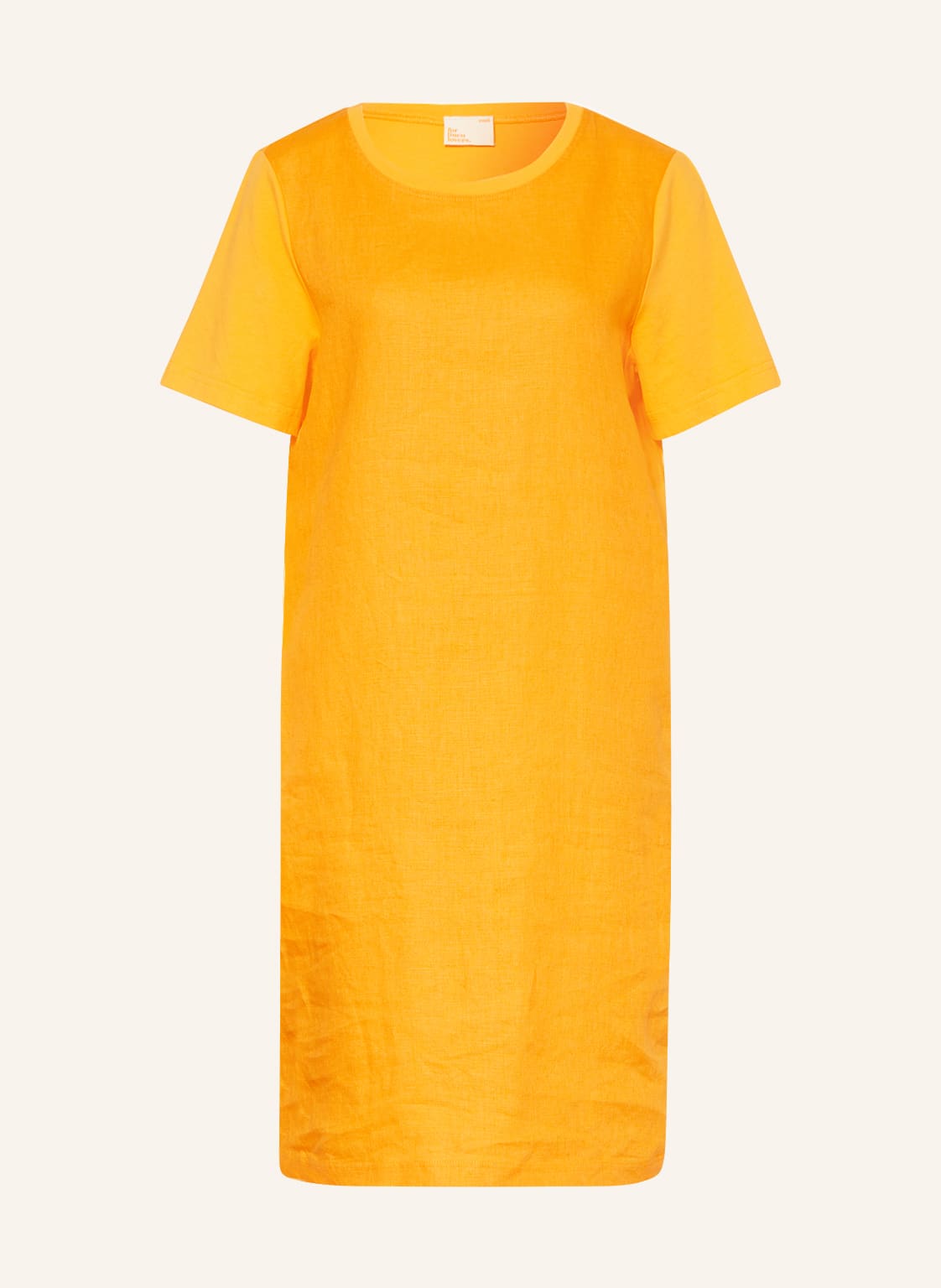 Image of Oui Leinenkleid Im Materialmix orange