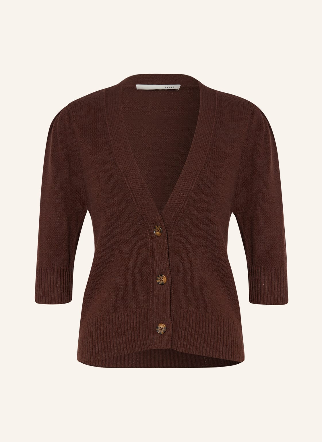 Image of Oui Strickjacke Mit 3/4-Arm braun