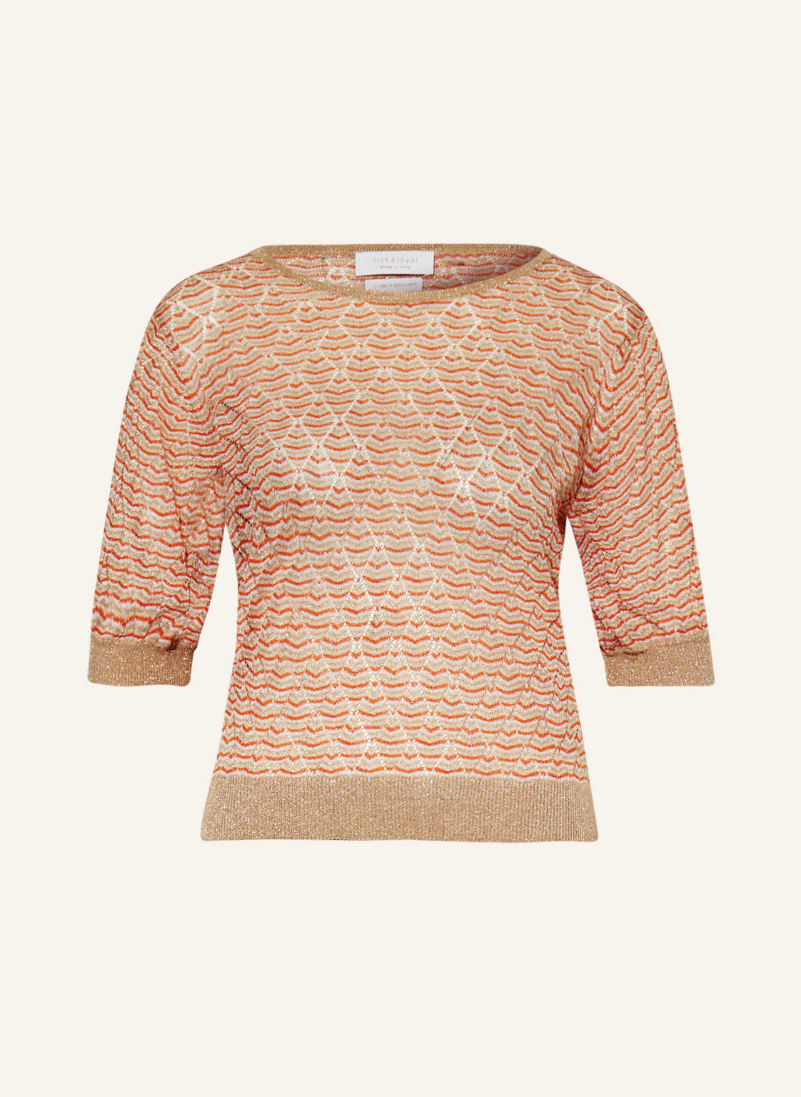 Image of Rich&Royal Pullover Mit Glitzergarn Und 3/4-Arm braun