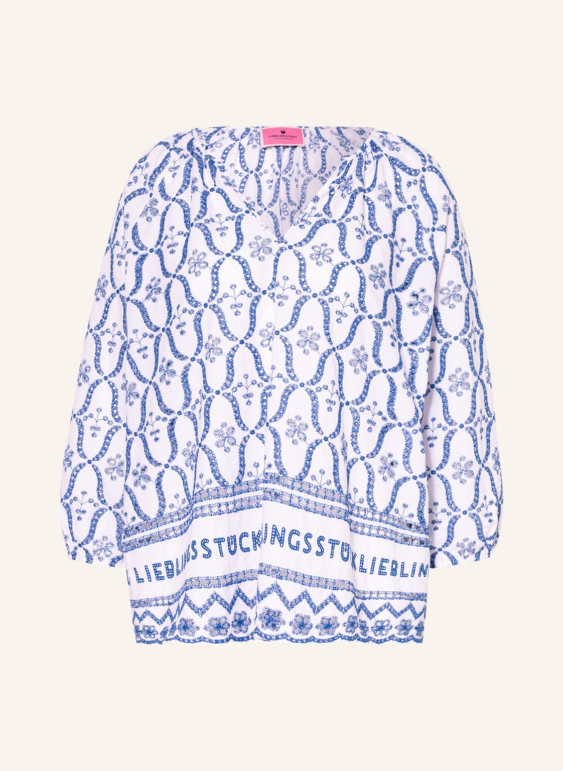 Image of Lieblingsstück Bluse Mit Lochstickereien Und 3/4-Arm blau