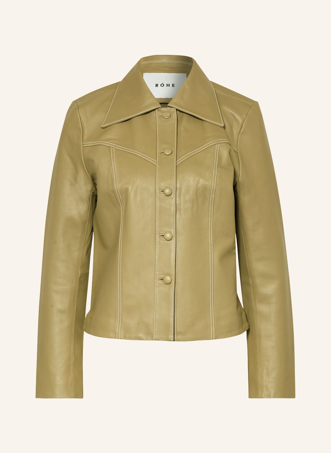 Image of Róhe Lederjacke gruen