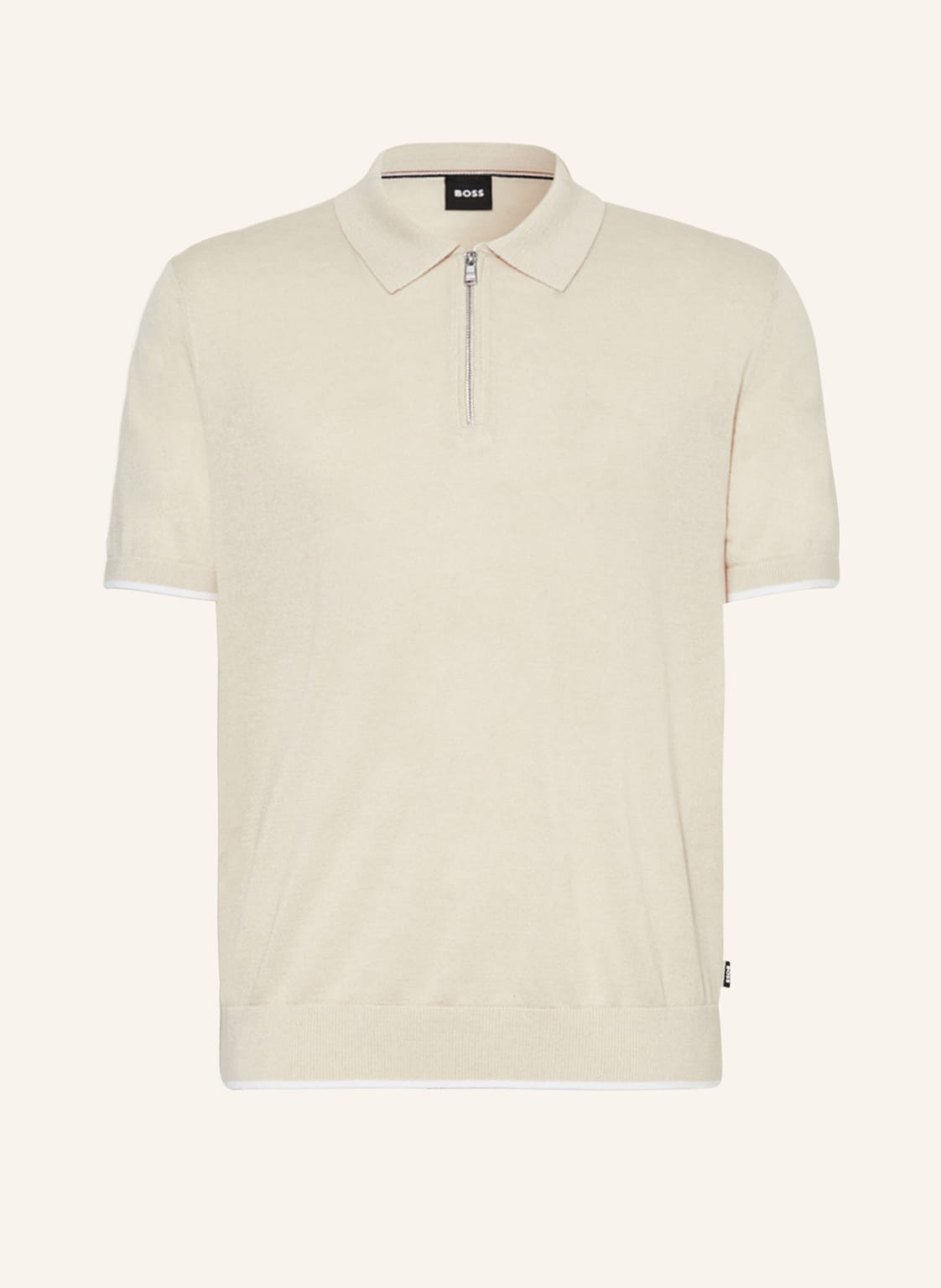 Image of Boss Strick-Poloshirt Ganzo Mit Leinen weiss
