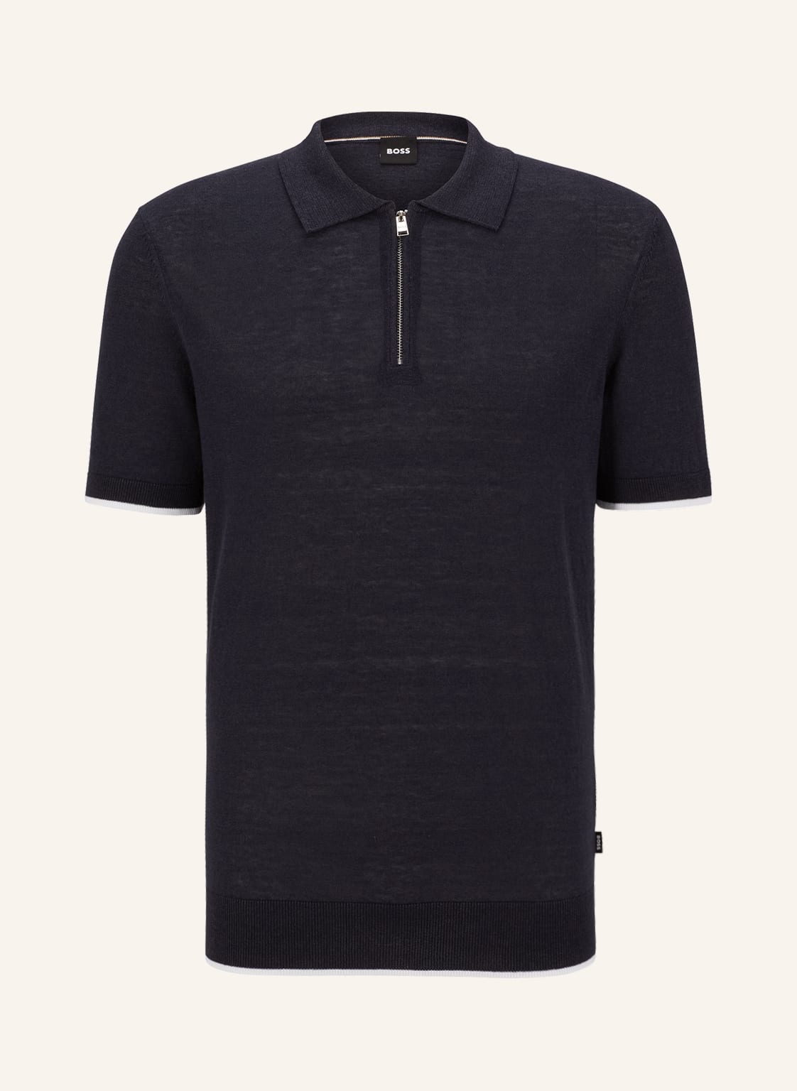 Image of Boss Strick-Poloshirt Ganzo Mit Leinen blau