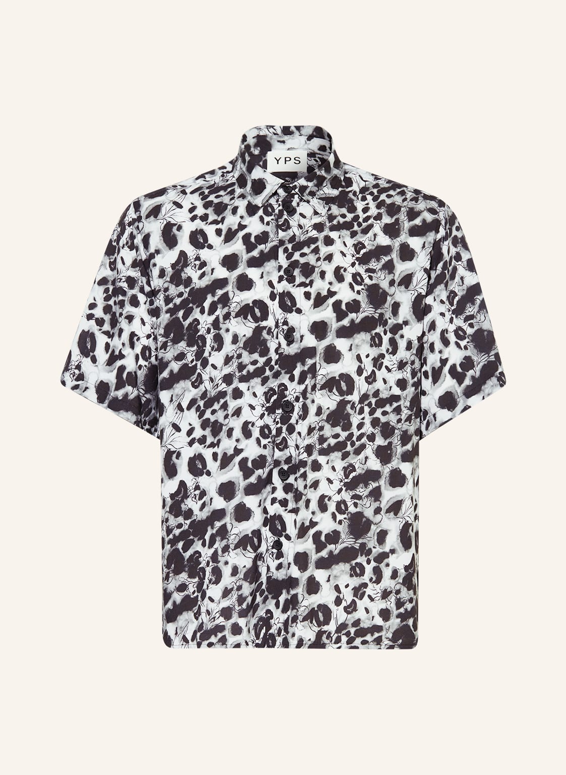 Image of Young Poets Kurzarm-Hemd Fox Printed 232 Regular Fit schwarz