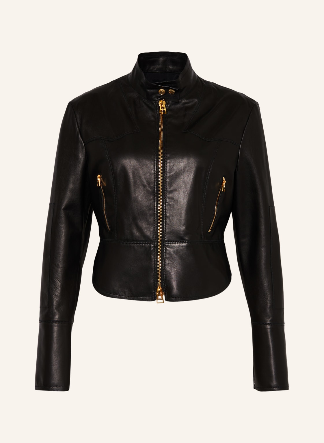 Image of Tom Ford Cropped-Lederjacke schwarz