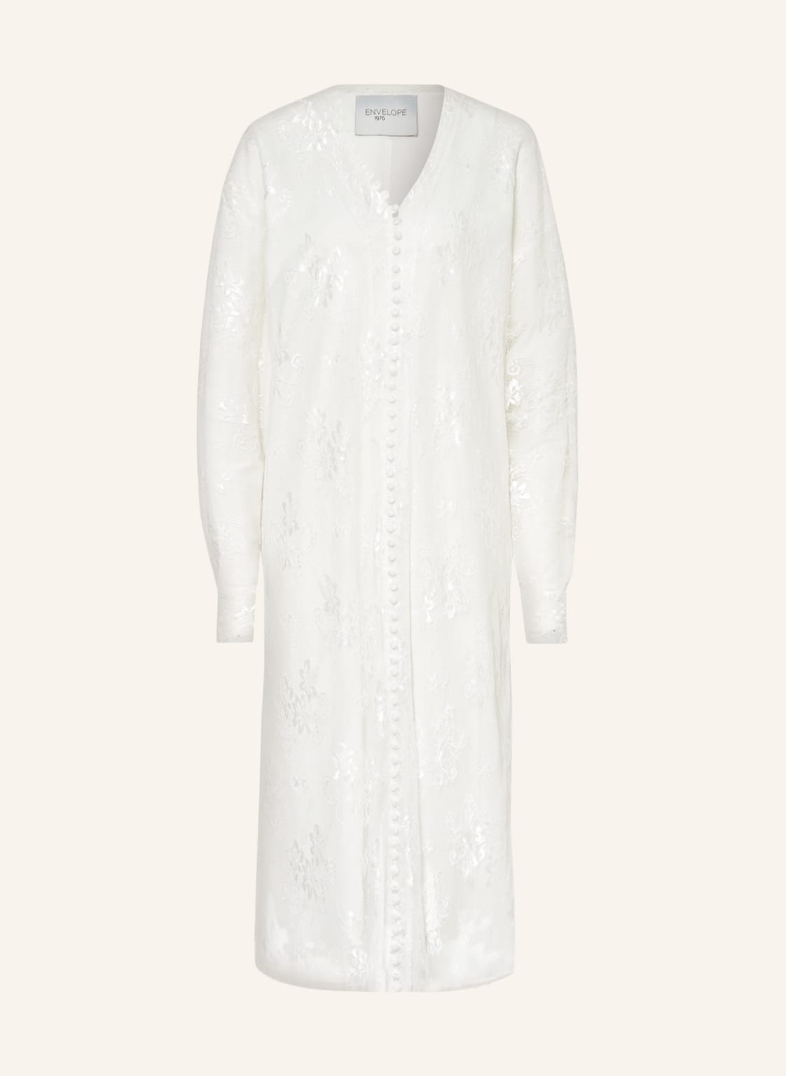 Image of Envelope 1976 Spitzenkleid Cannes weiss