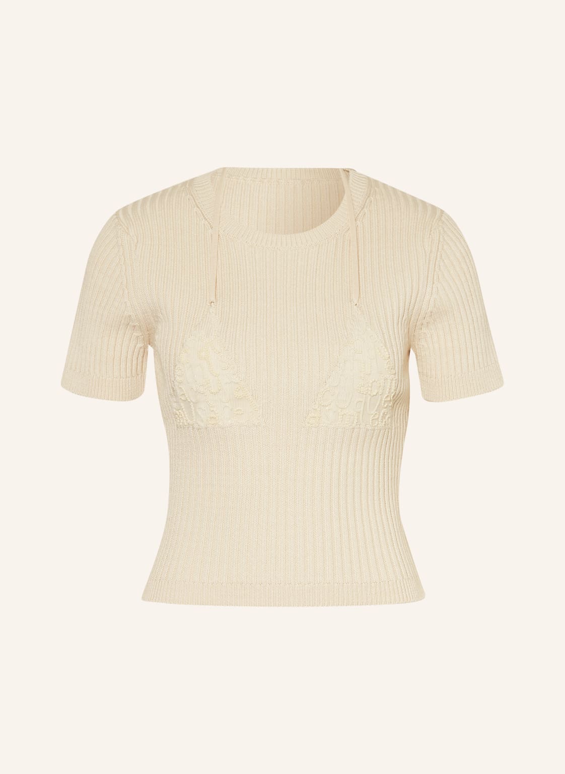 Image of Jacquemus Strickshirt La Maille Bikini Mit Schmucksteinen weiss