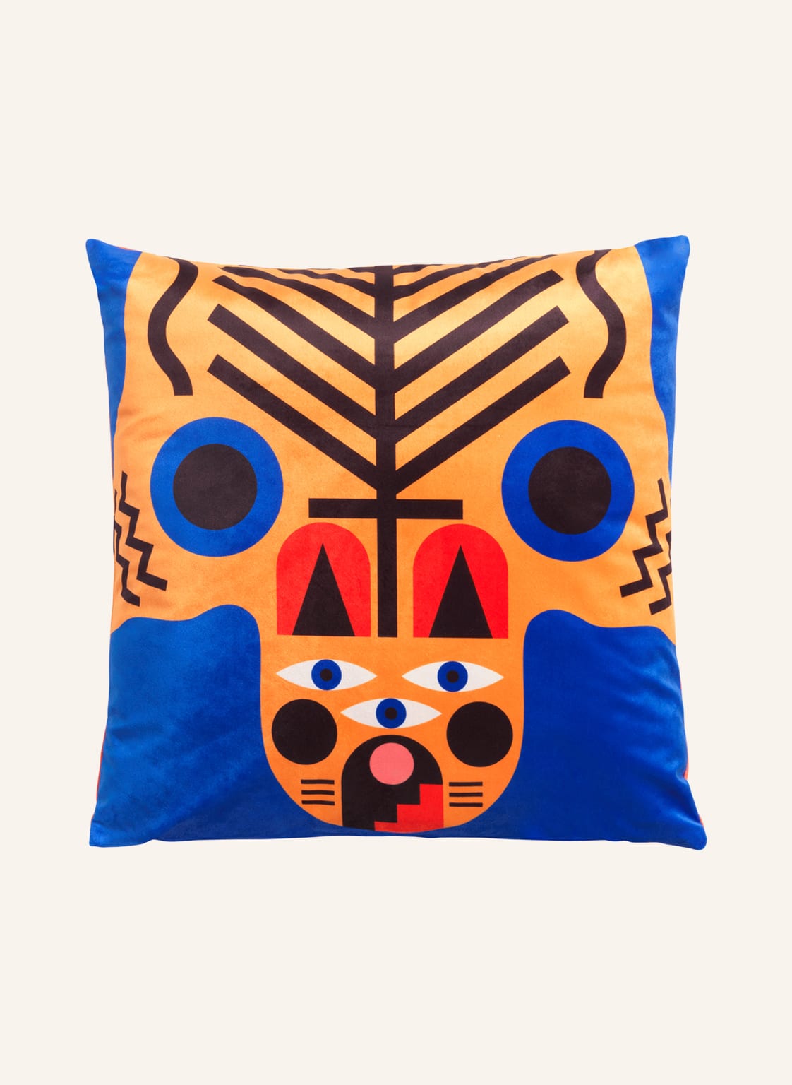 Image of Qeeboo Dekokissen Oggian Italian Tiger Aus Samt blau