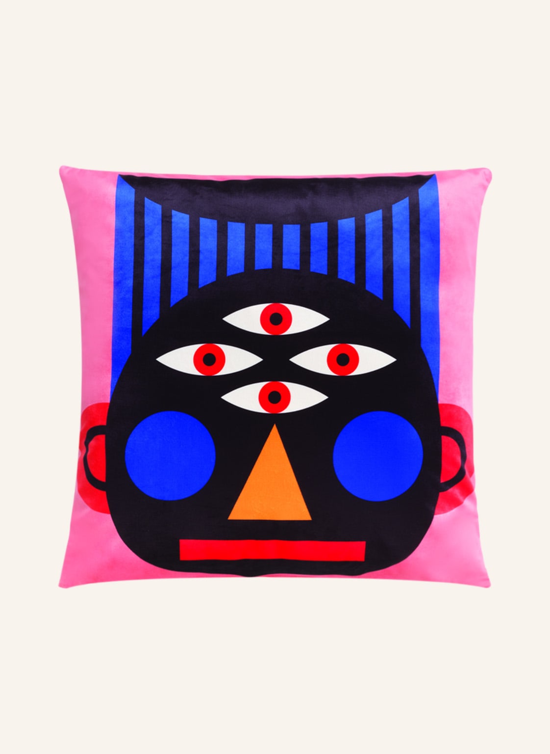 Image of Qeeboo Dekokissen Oggian Face Aus Samt rosa