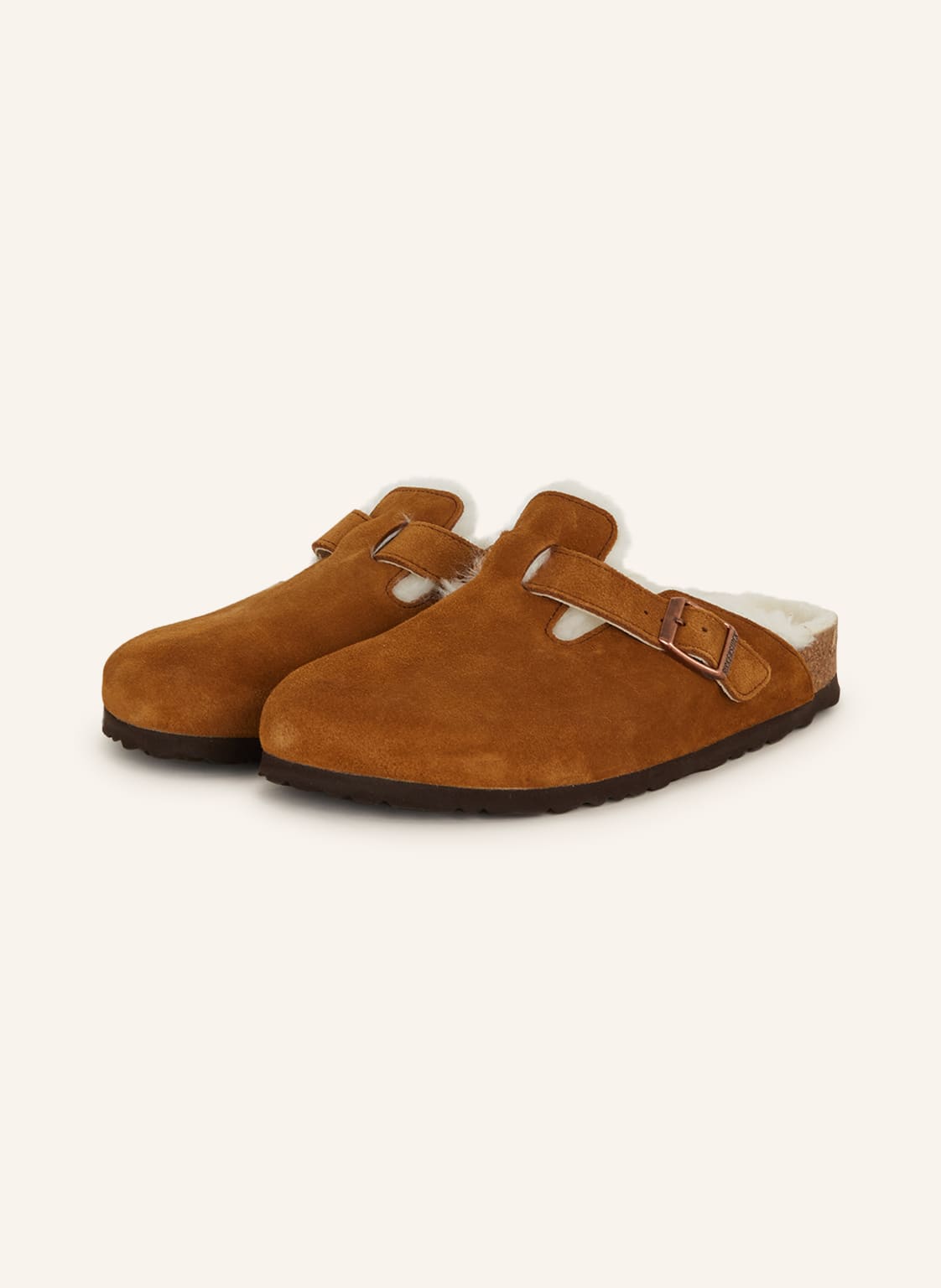 Image of Birkenstock Pantoletten Boston Mit Echtfell braun