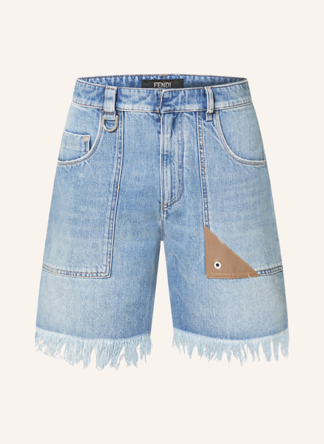 Image of Fendi Jeansshorts Mit Fransen blau