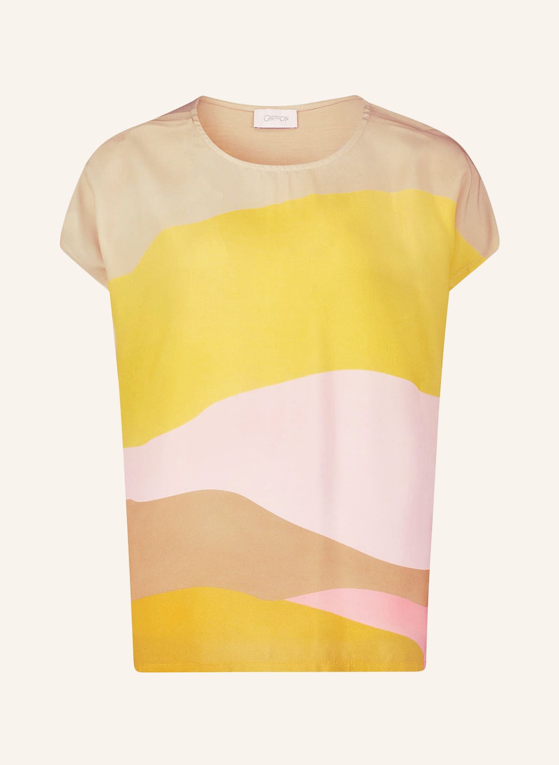 Image of Cartoon T-Shirt Im Materialmix braun