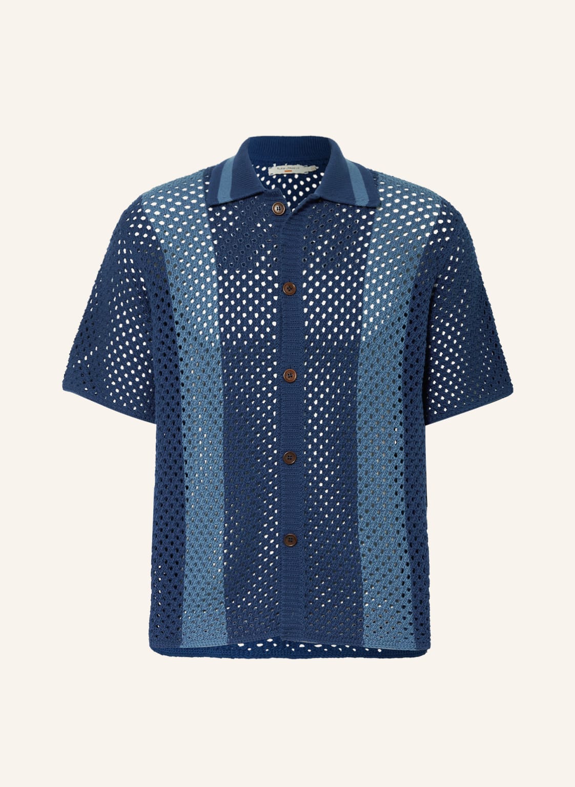 Image of Nudie Jeans Strickhemd Fabbe Comfort Fit blau