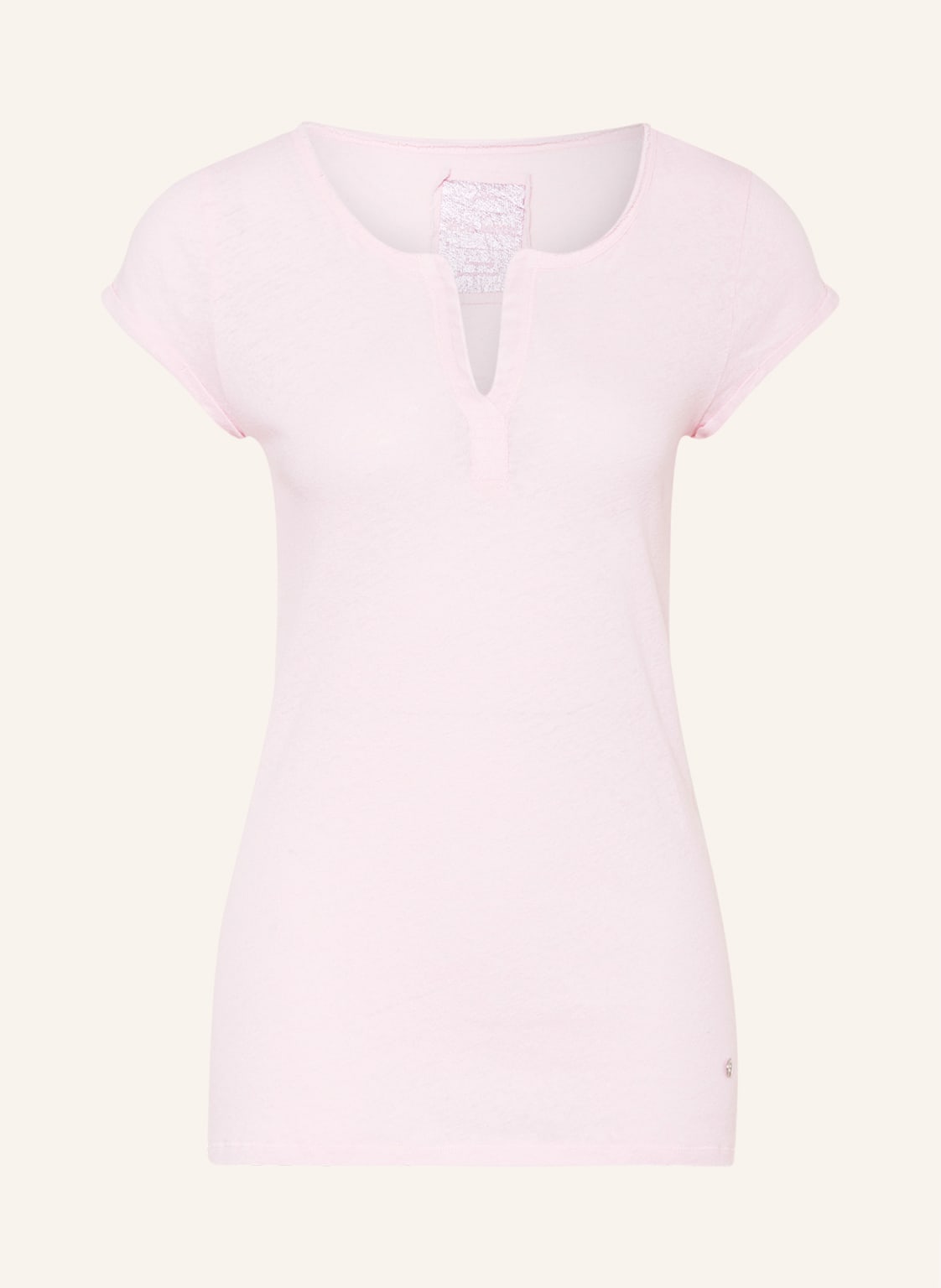 Image of Mos Mosh T-Shirt Troy Mit Leinen rosa