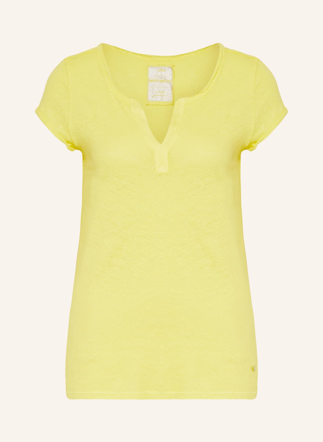 Image of Mos Mosh T-Shirt Troy Mit Leinen gelb