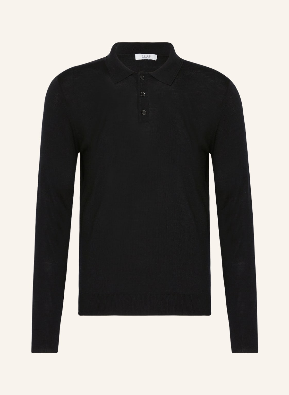Image of Reiss Strick-Poloshirt Trafford Aus Merinowolle schwarz