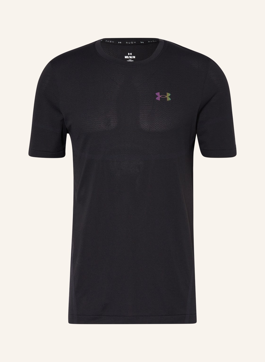 Image of Under Armour T-Shirt Rush™ Seamless Legacy Mit Mesh schwarz