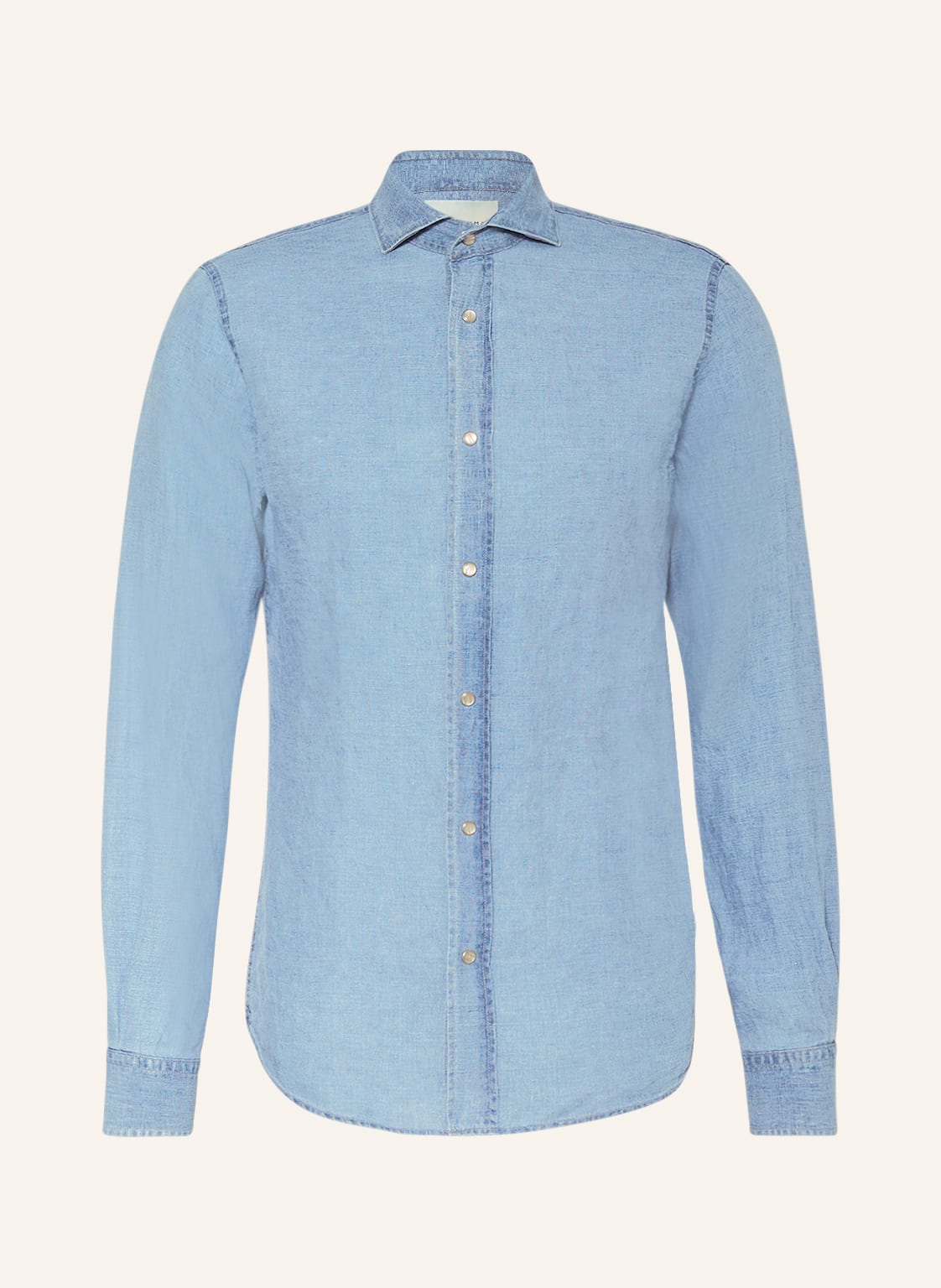 Image of Profuomo Leinenhemd Extra Slim Fit In Jeansoptik blau