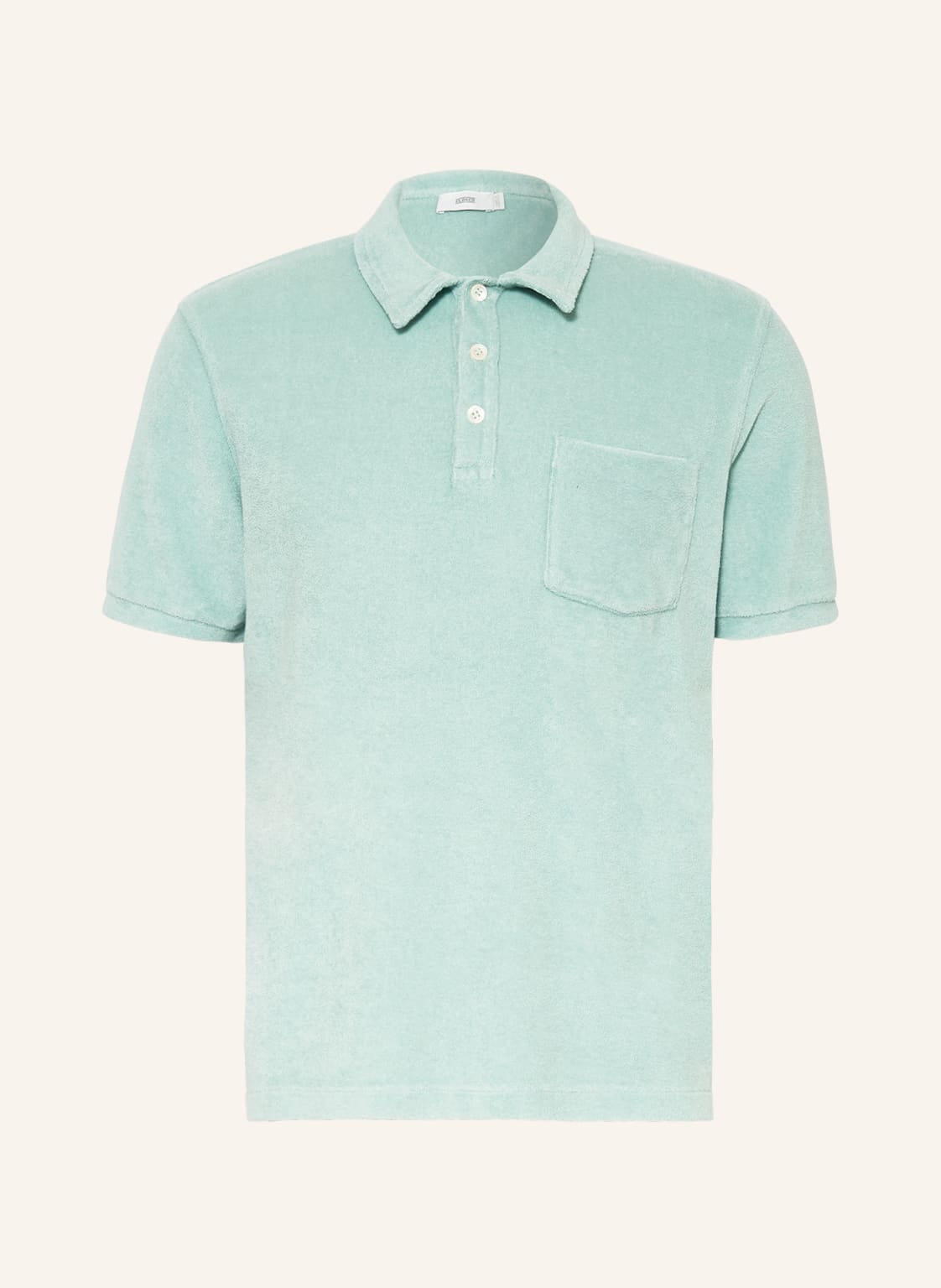 Image of Closed Frottee-Poloshirt gruen