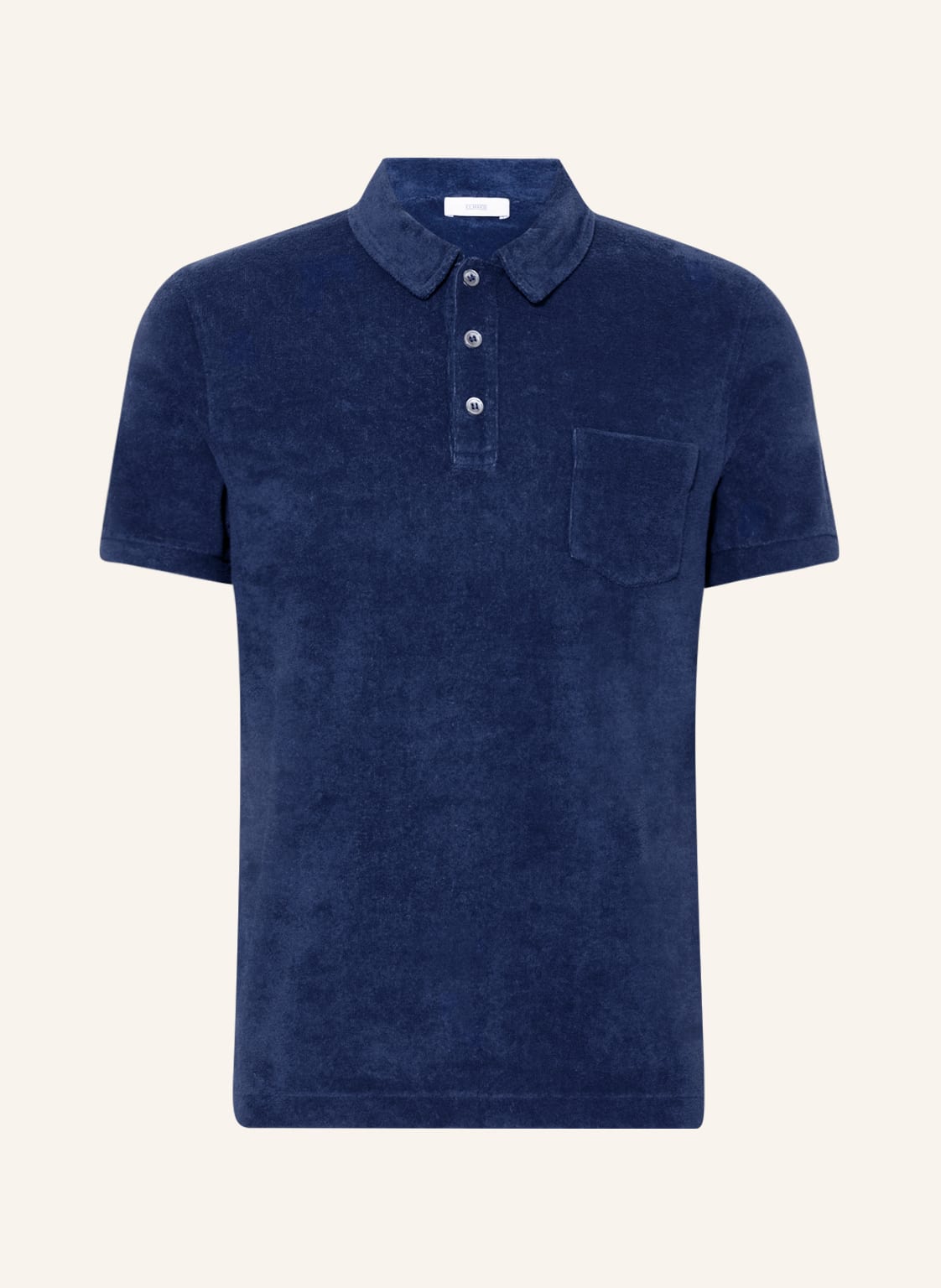 Image of Closed Frottee-Poloshirt blau