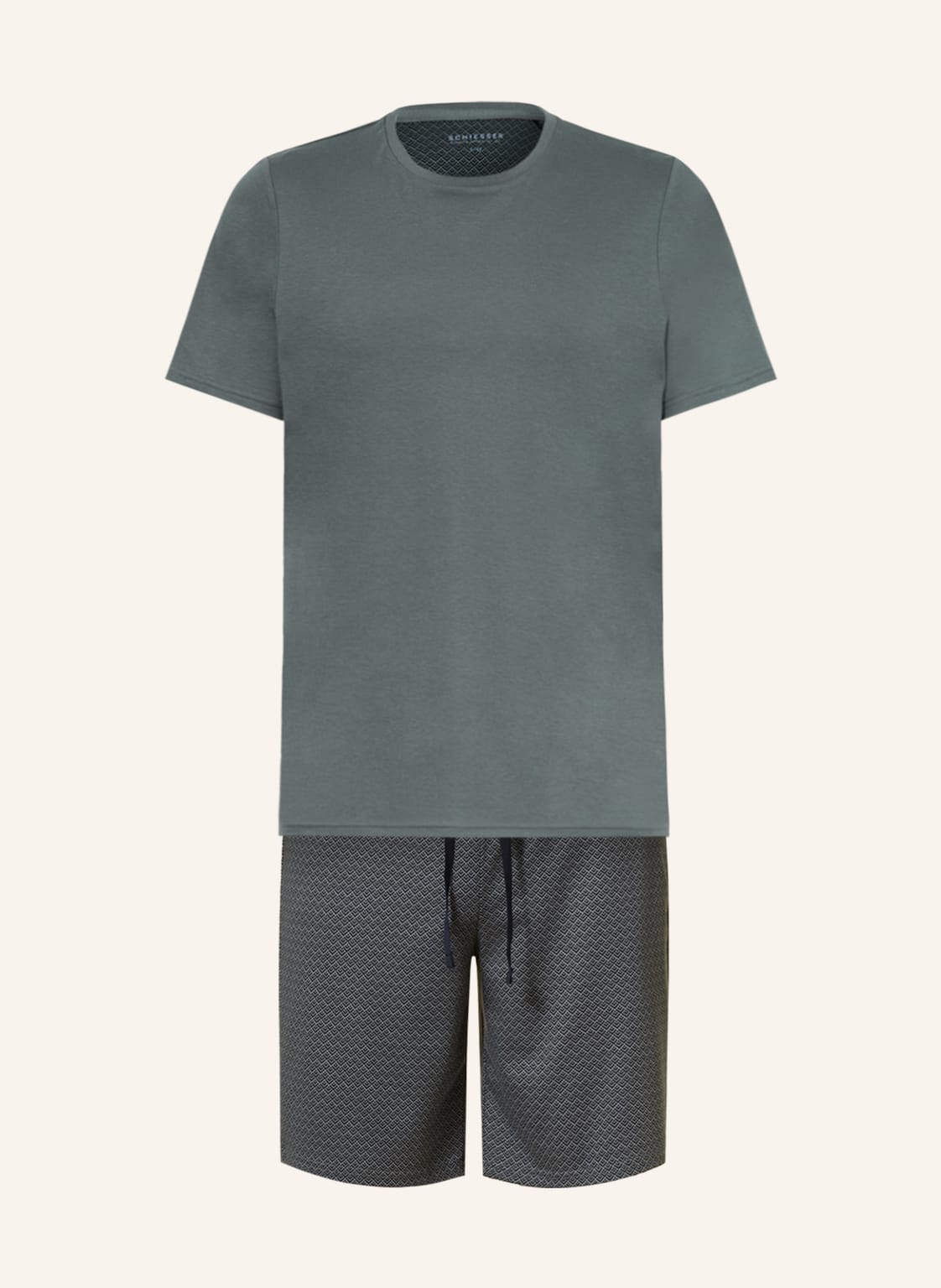 Image of Schiesser Shorty-Schlafanzug Fine Interlock gruen