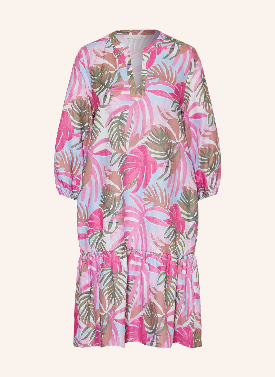 Image of Eterna Kleid Mit Leinen Und 3/4-Arm rosa