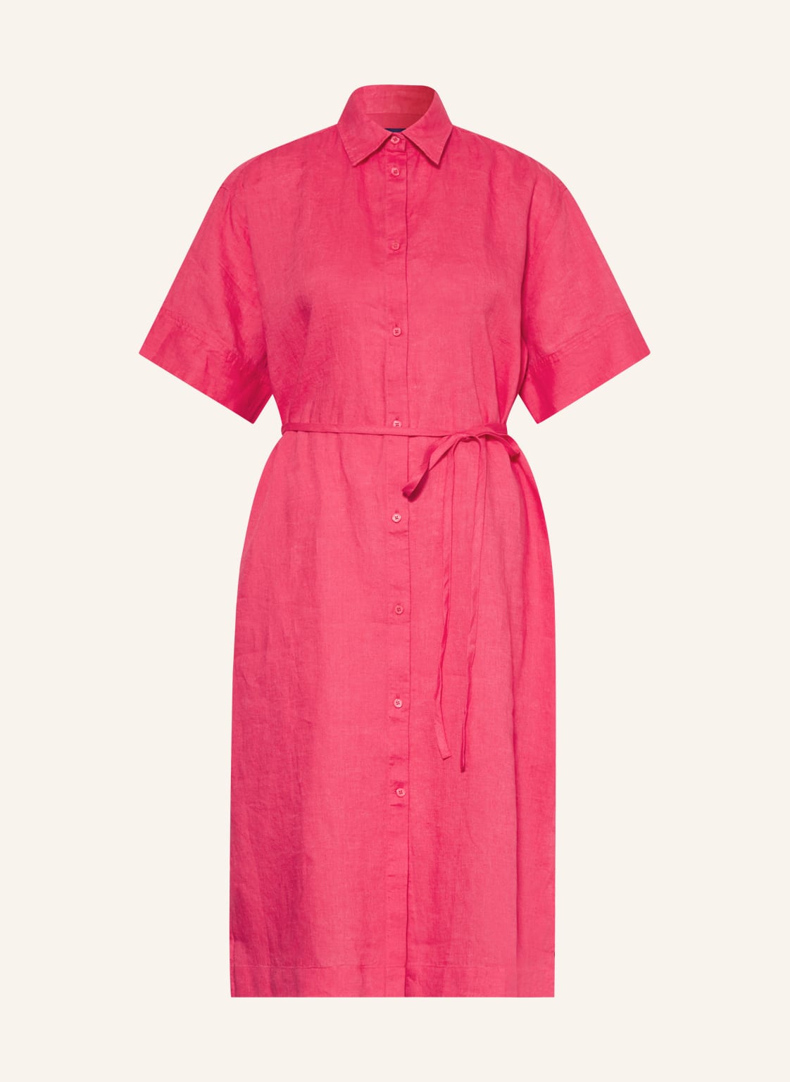 Image of Gant Hemdblusenkleid Aus Leinen pink