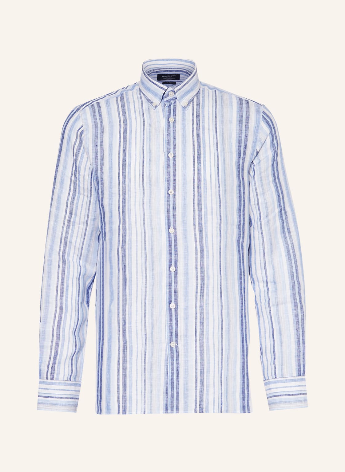 Image of Hackett London Leinenhemd Brompton Slim Fit blau