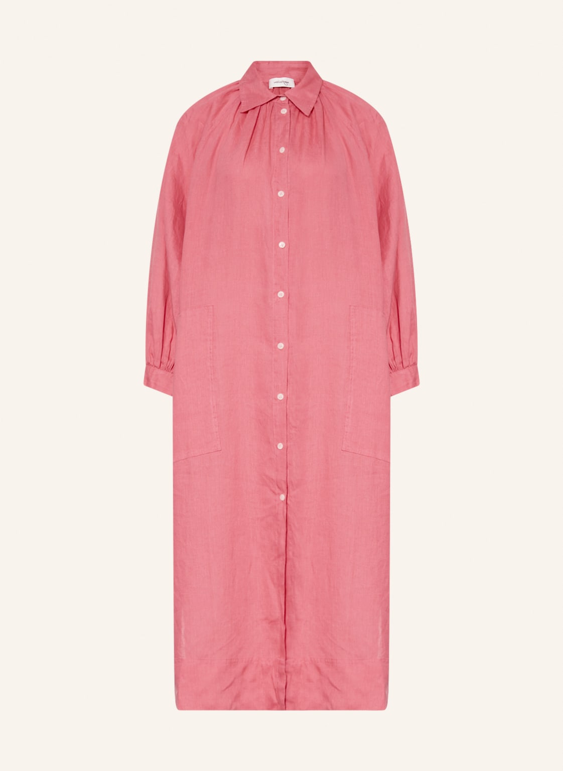 Image of Ottod'ame Hemdblusenkleid Aus Leinen pink