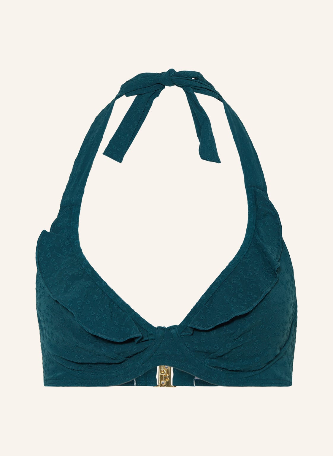 Image of Cyell Neckholder-Bikini-Top Flora Teal gruen