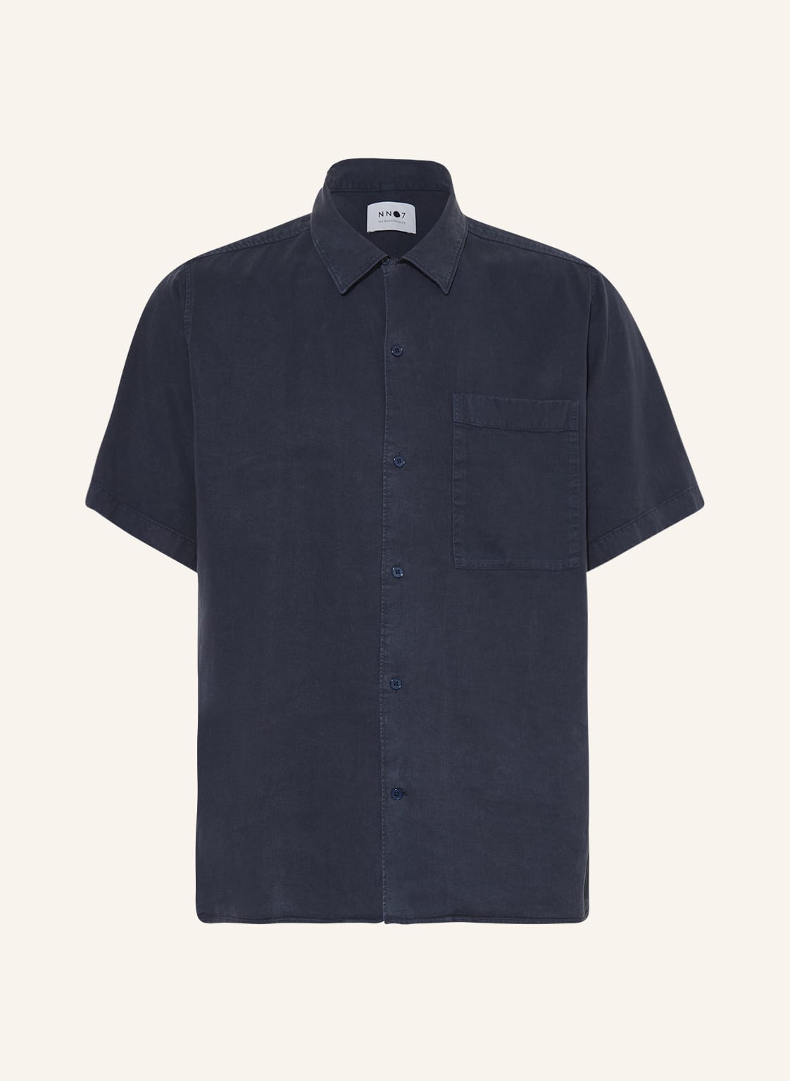 Image of nn07 Kurzarm-Hemd Julio Comfort Fit Mit Leinen blau