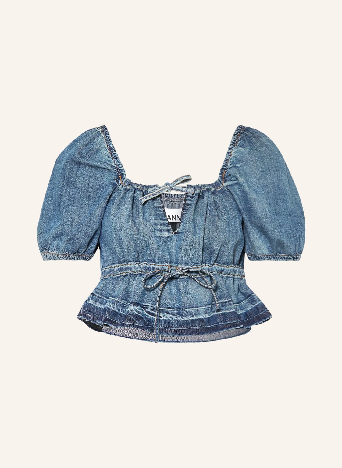 Image of Ganni Blusenshirt Aus Jeans blau