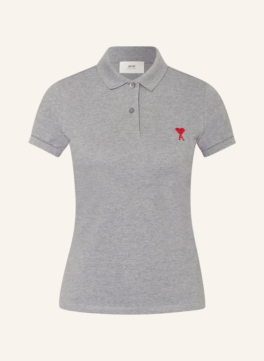 Image of Ami Paris Piqué-Poloshirt grau