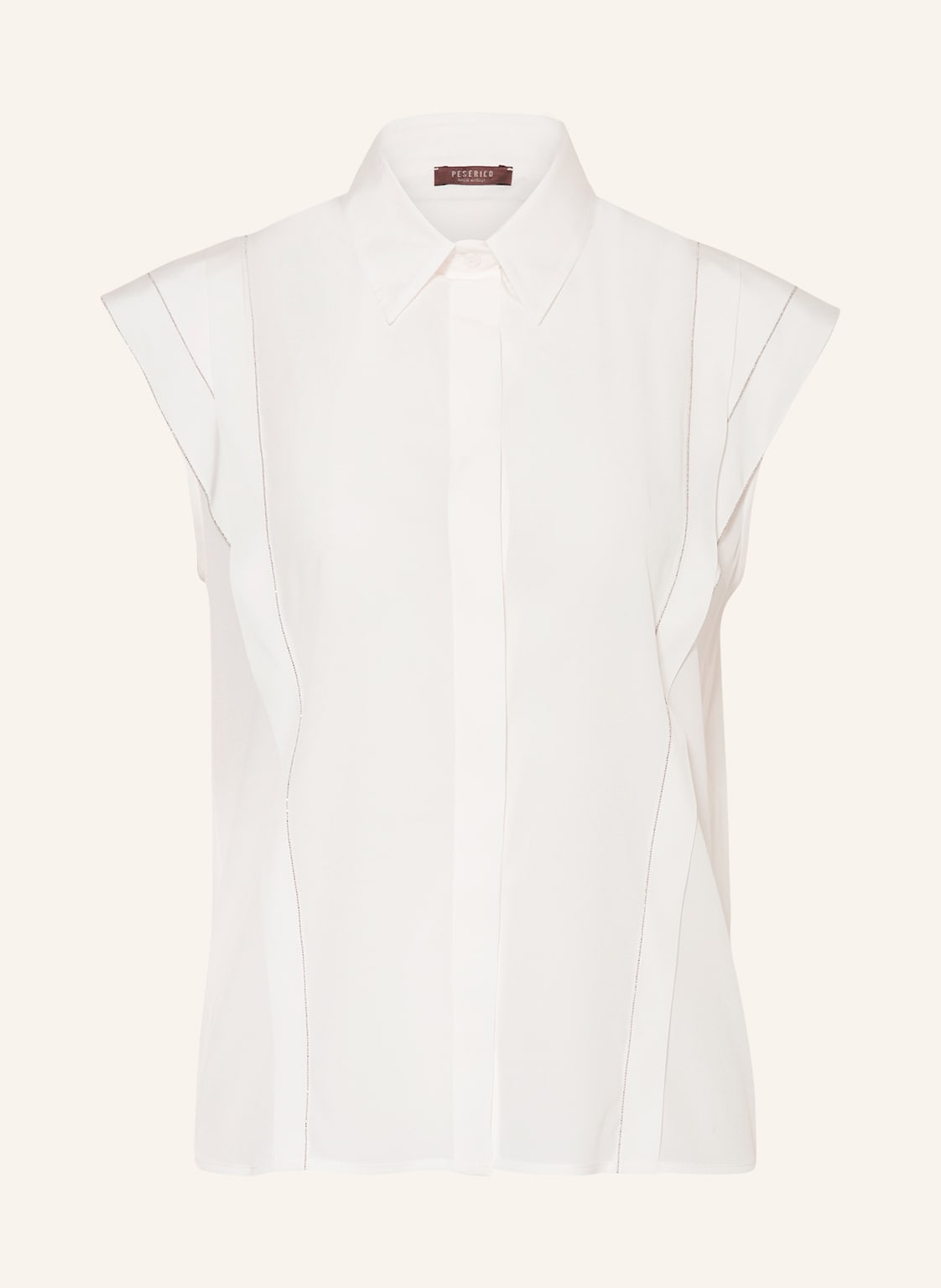 Image of Peserico Hemdbluse Aus Seide Mit Schmuckperlen weiss