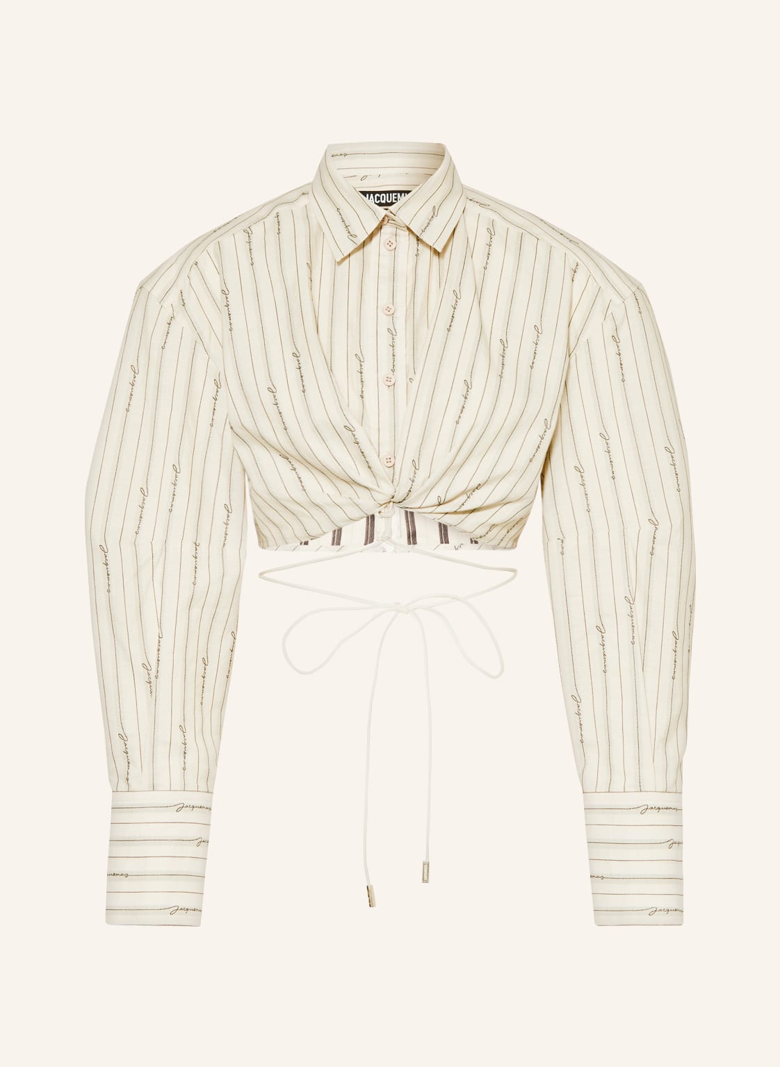 Image of Jacquemus Cropped-Hemdbluse La Chemise Plidao beige