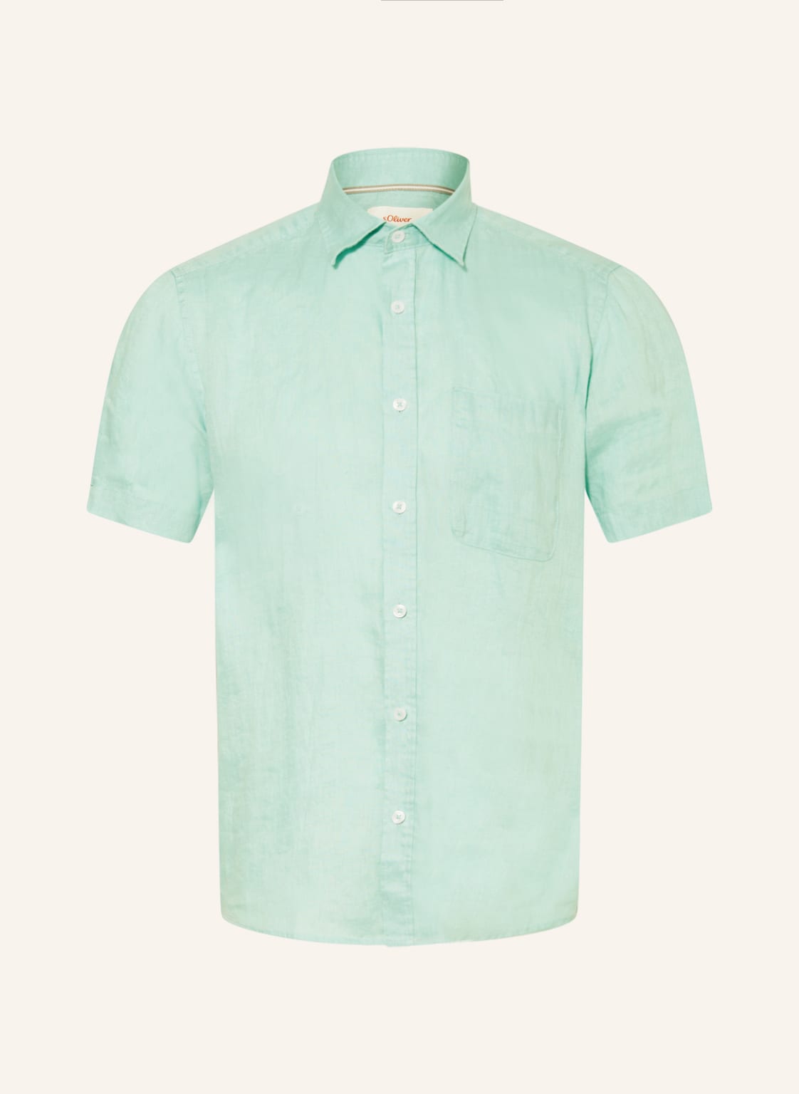 Image of S.Oliver Red Kurzarm-Hemd Regular Fit Aus Leinen gruen