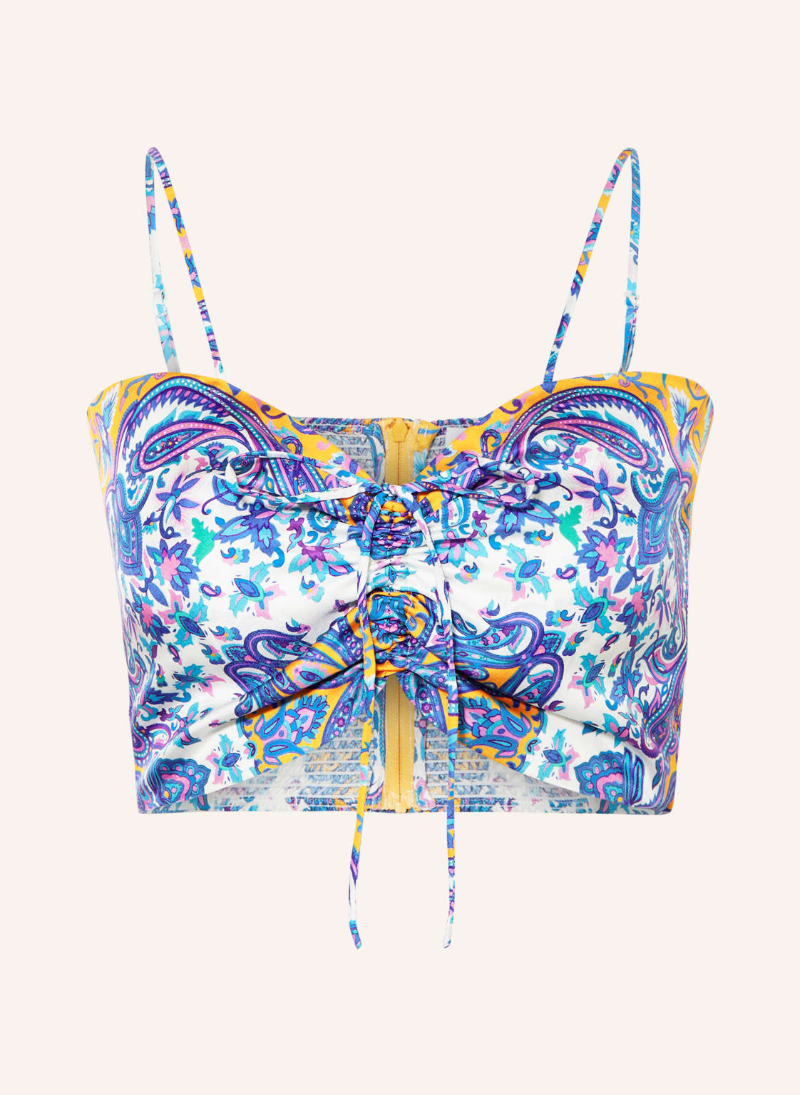 Image of Mrs & Hugs Cropped-Top Aus Seide blau