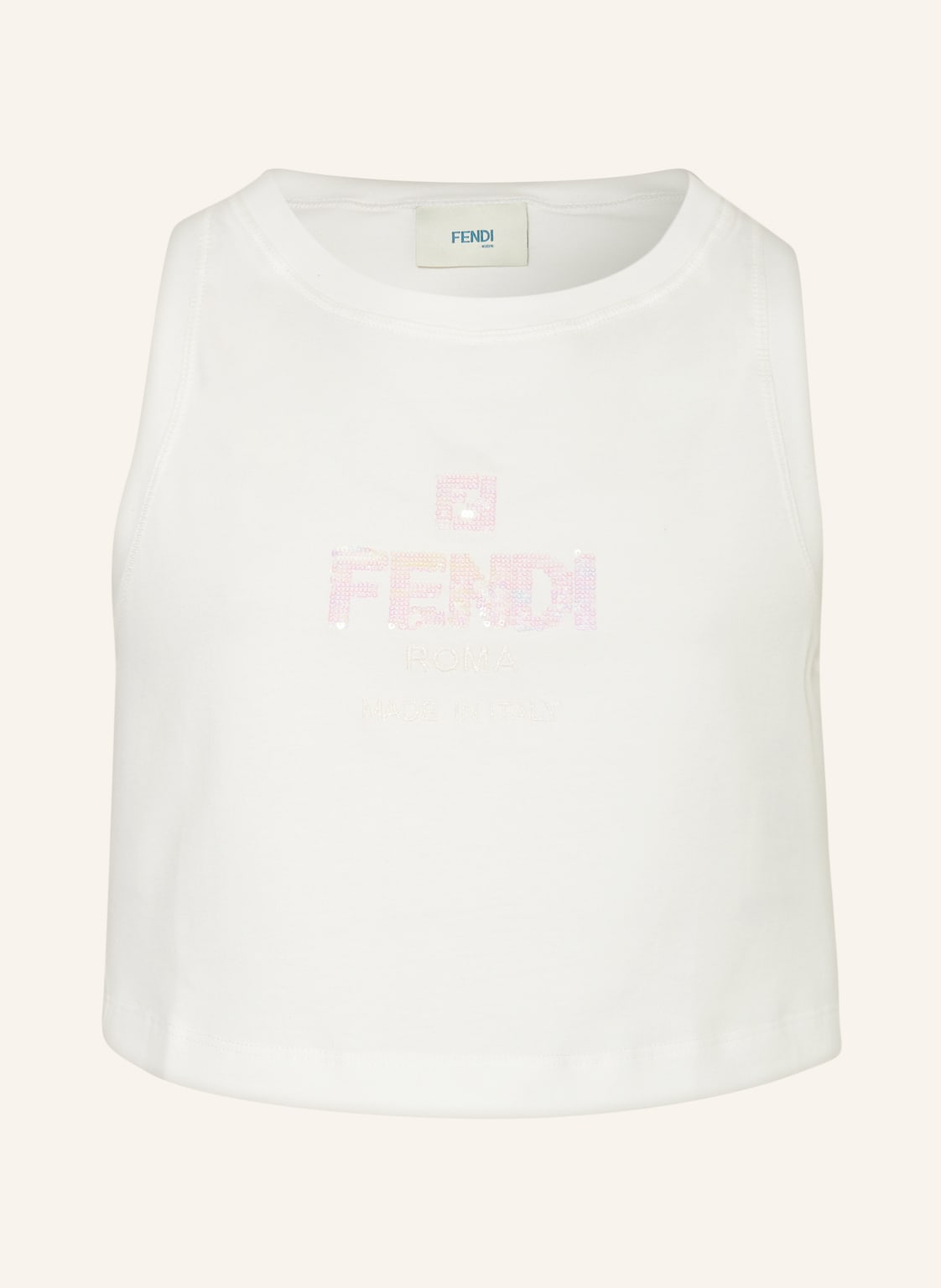 Image of Fendi Cropped-Top Mit Pailletten Und Glitzergarn weiss