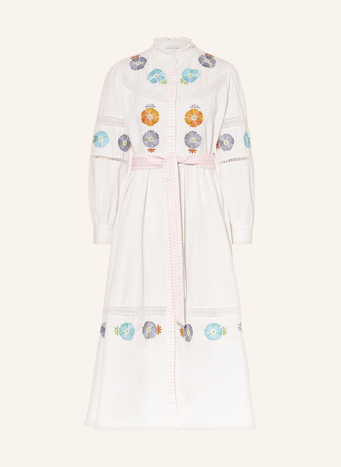 Image of Rich&Royal Hemdblusenkleid Mit Stickereien weiss