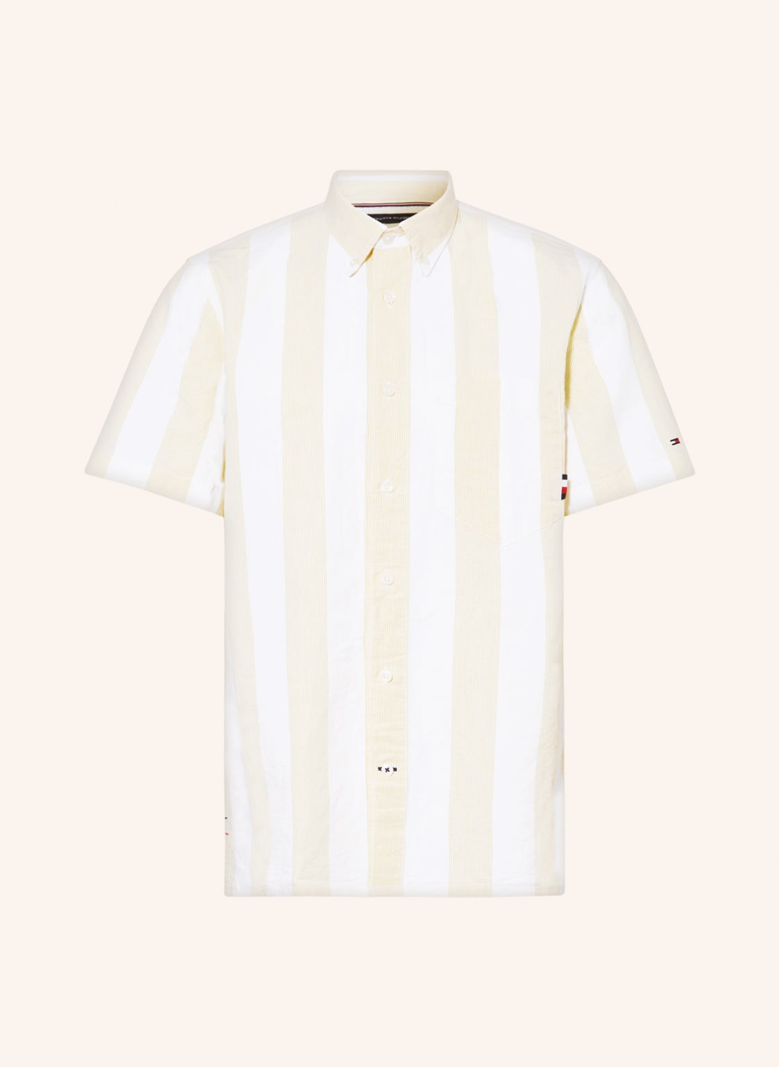 Image of Tommy Hilfiger Kurzarm-Hemd Comfort Fit Mit Leinen gelb