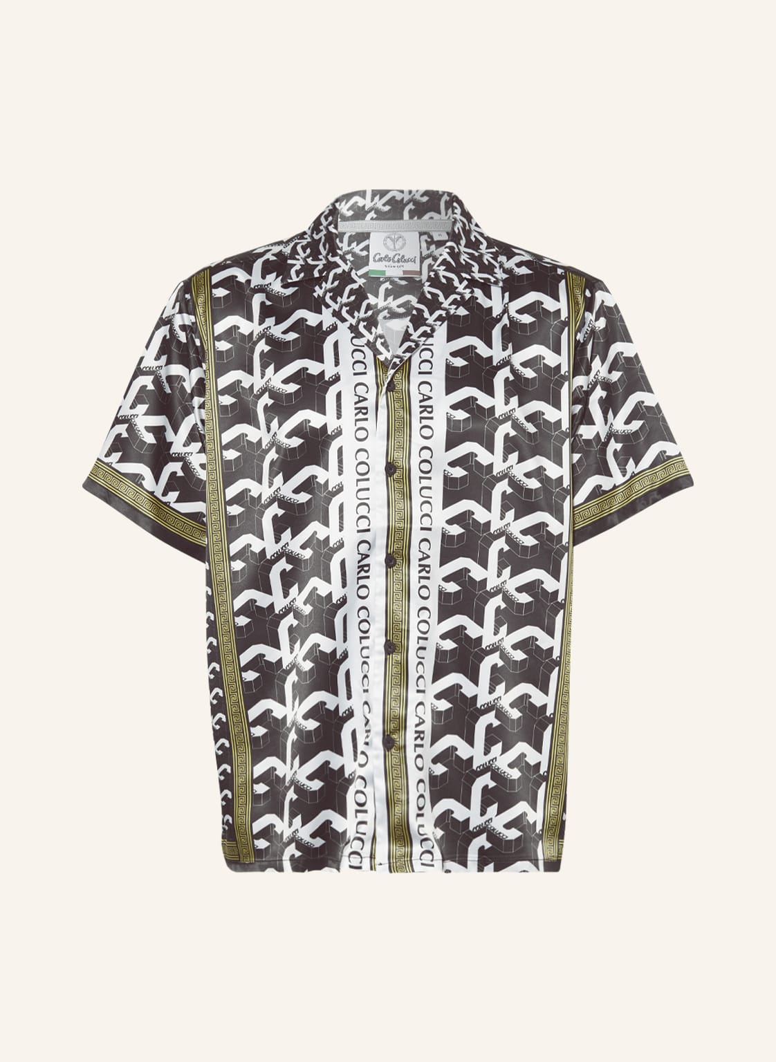 Image of Carlo Colucci Resorthemd Comfort Fit Aus Satin schwarz