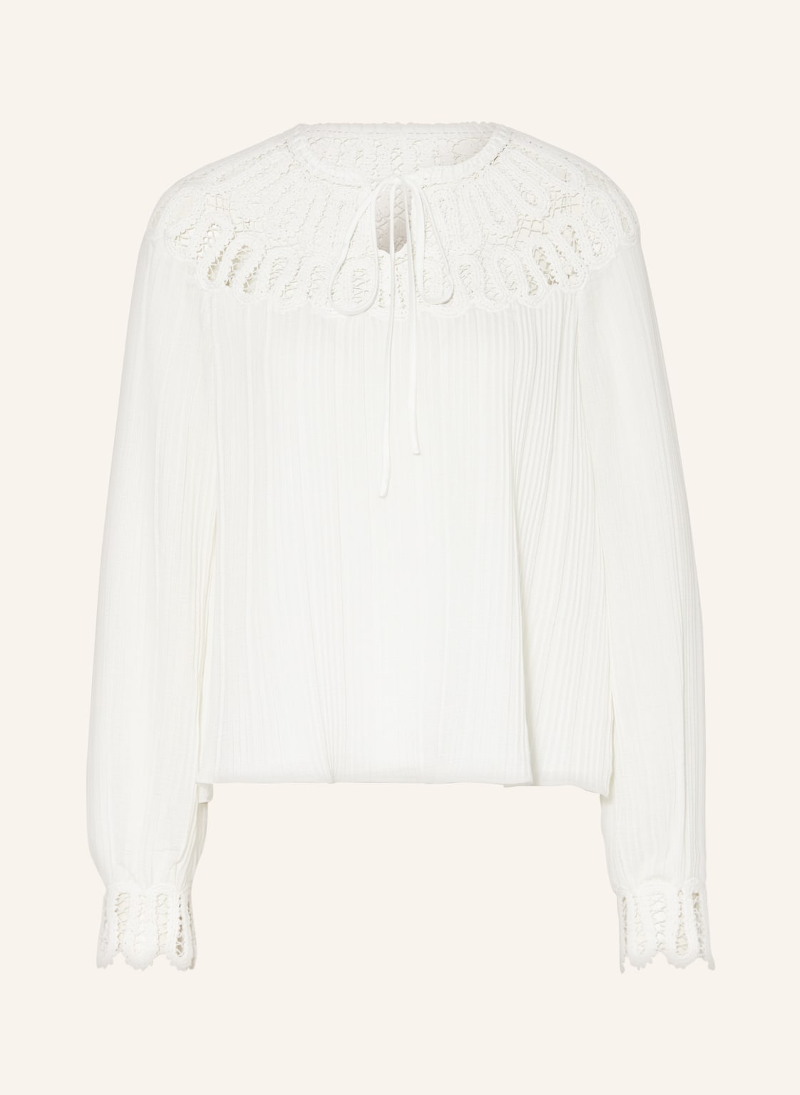 Image of Simkhai Blusenshirt Mattea Aus Plissee Und Häkelspitze weiss