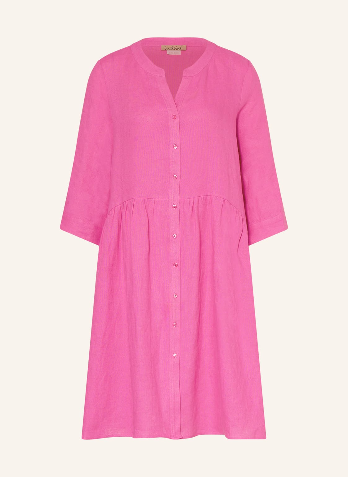 Image of Smith & Soul Hemdblusenkleid Aus Leinen Mit 3/4-Arm pink