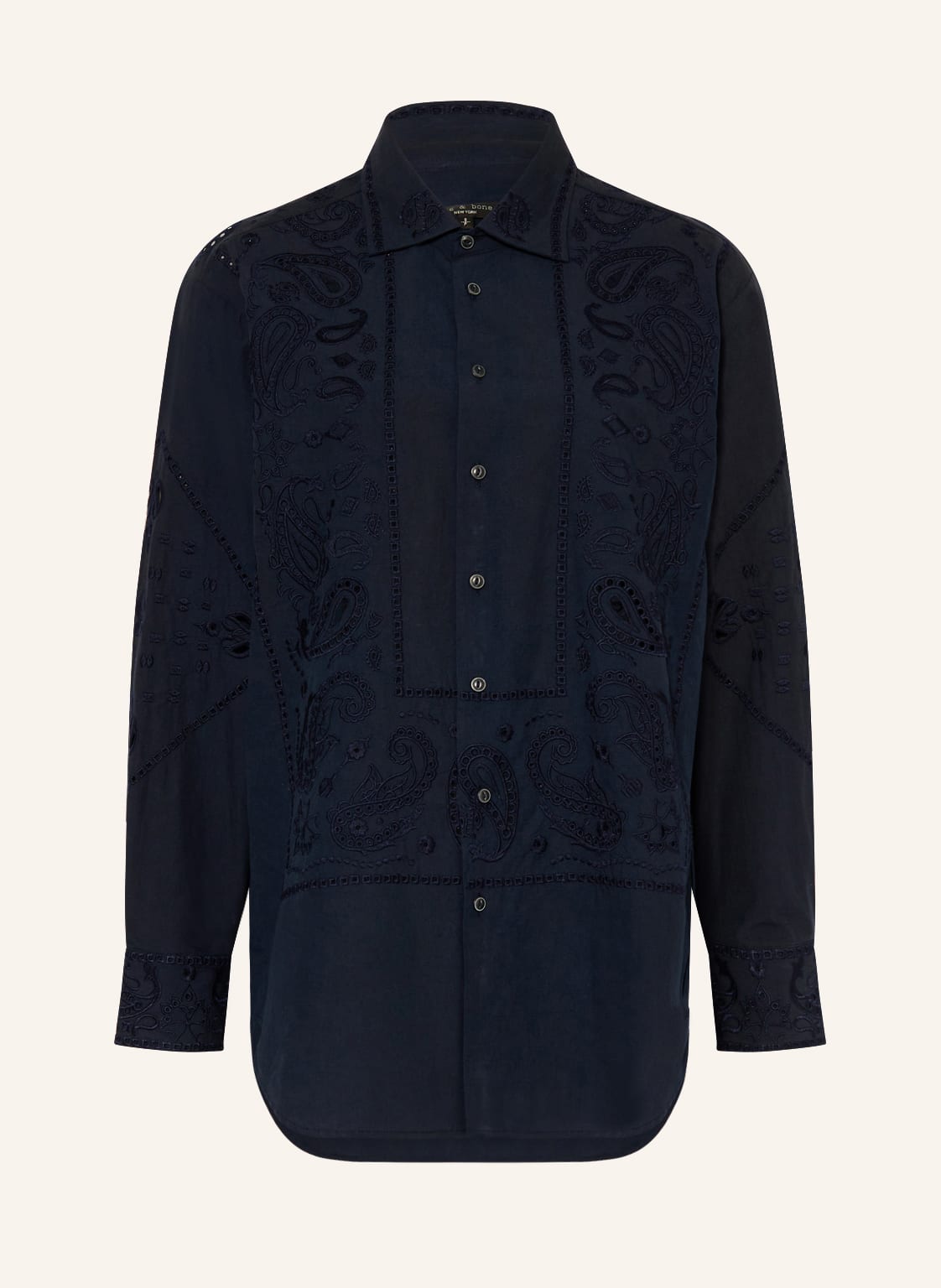 Image of Rag & Bone Hemdbluse Vivian Mit Lochstickereien blau